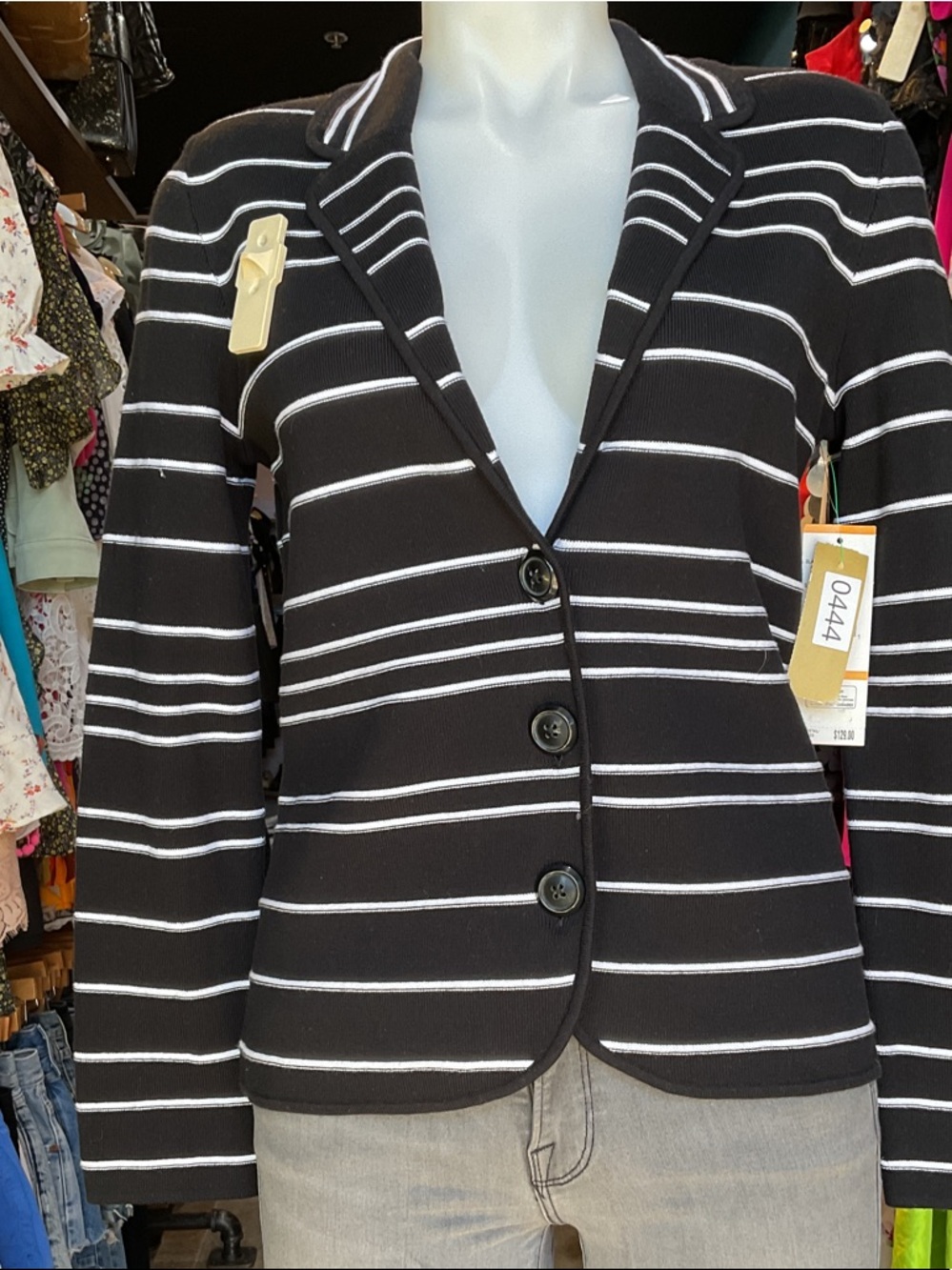 Black and White Striped Blazer